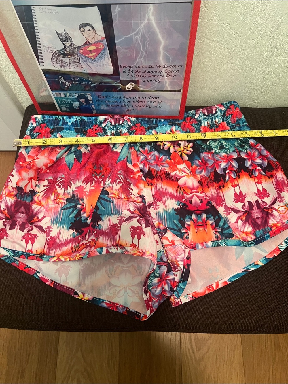 #2474**Women's Tropical Print Elastic Waist Shorts - Pink Multi - Picture 2 of 15